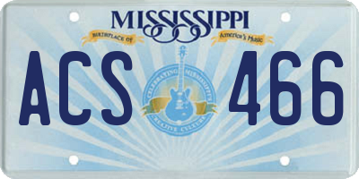 MS license plate ACS466