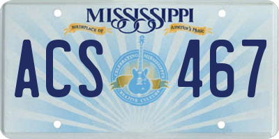 MS license plate ACS467