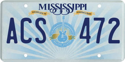 MS license plate ACS472