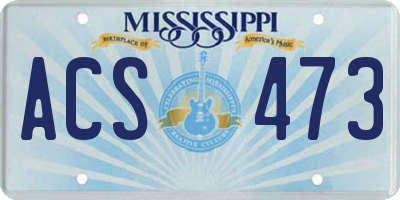 MS license plate ACS473