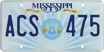 MS license plate ACS475