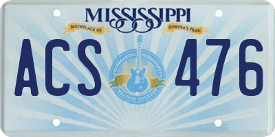 MS license plate ACS476