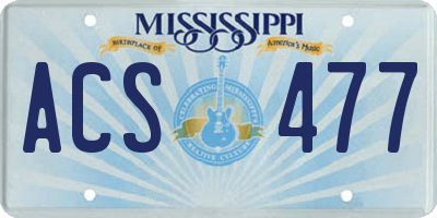 MS license plate ACS477