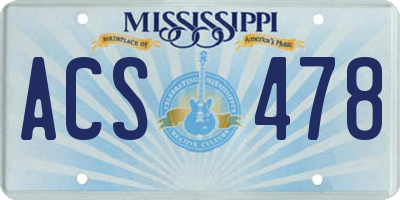 MS license plate ACS478