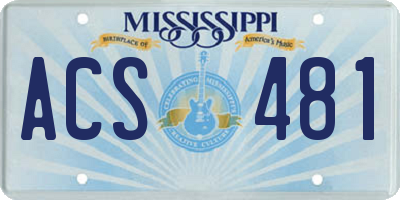 MS license plate ACS481