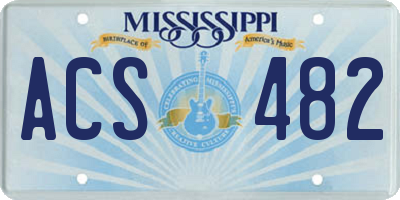 MS license plate ACS482
