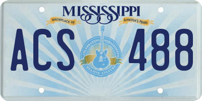 MS license plate ACS488