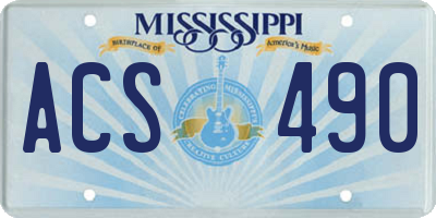 MS license plate ACS490