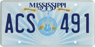 MS license plate ACS491