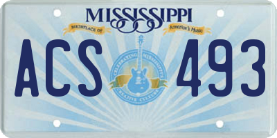 MS license plate ACS493