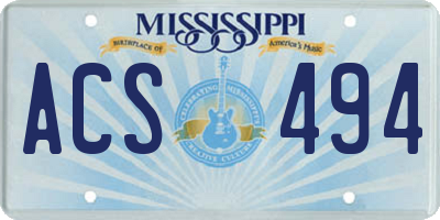 MS license plate ACS494