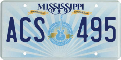 MS license plate ACS495