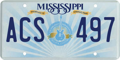 MS license plate ACS497