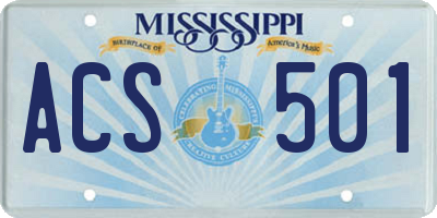 MS license plate ACS501