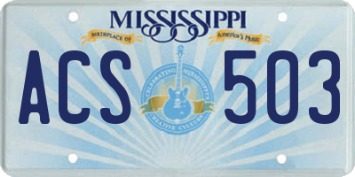 MS license plate ACS503