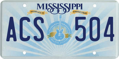 MS license plate ACS504