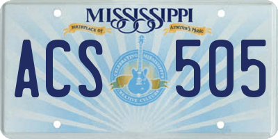 MS license plate ACS505
