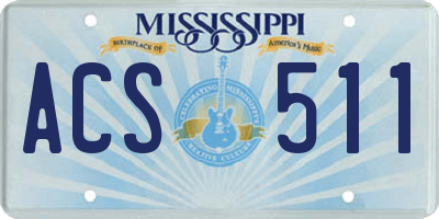 MS license plate ACS511