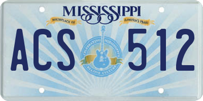 MS license plate ACS512