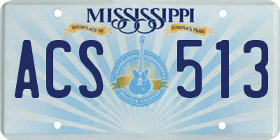 MS license plate ACS513