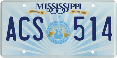 MS license plate ACS514