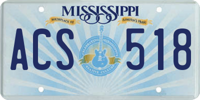 MS license plate ACS518