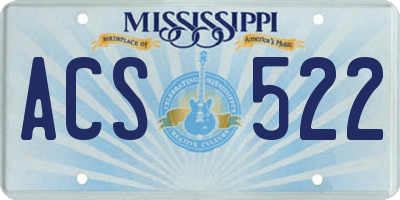 MS license plate ACS522