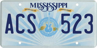 MS license plate ACS523