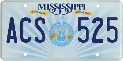 MS license plate ACS525