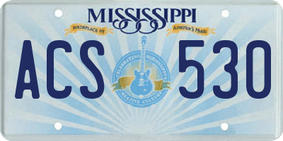 MS license plate ACS530