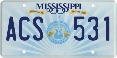 MS license plate ACS531