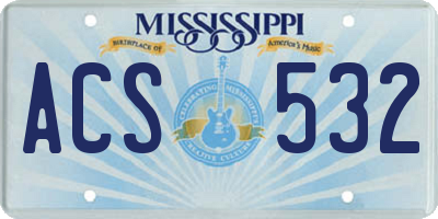 MS license plate ACS532