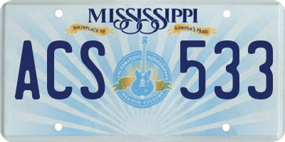 MS license plate ACS533
