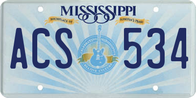 MS license plate ACS534