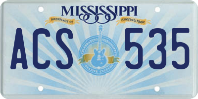 MS license plate ACS535