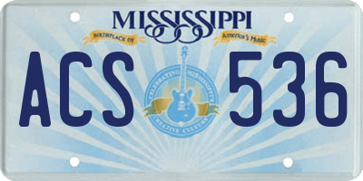 MS license plate ACS536