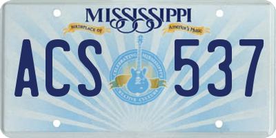 MS license plate ACS537