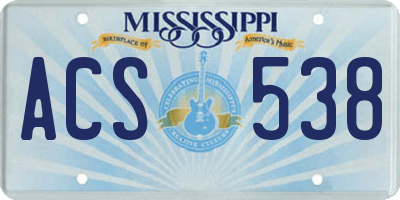 MS license plate ACS538