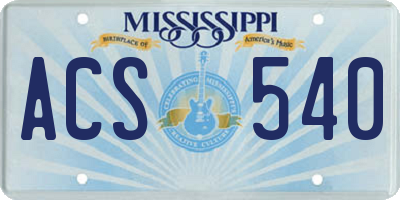 MS license plate ACS540