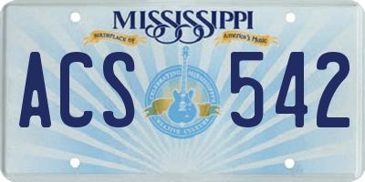 MS license plate ACS542