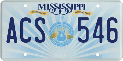 MS license plate ACS546