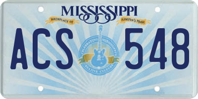 MS license plate ACS548