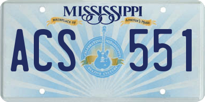 MS license plate ACS551