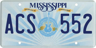 MS license plate ACS552