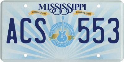 MS license plate ACS553