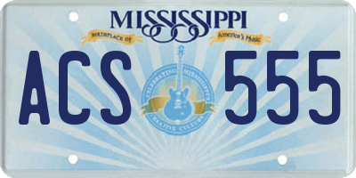 MS license plate ACS555