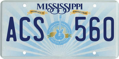 MS license plate ACS560