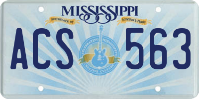 MS license plate ACS563