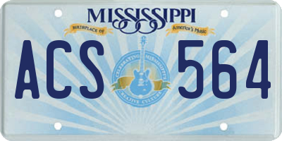 MS license plate ACS564
