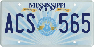MS license plate ACS565